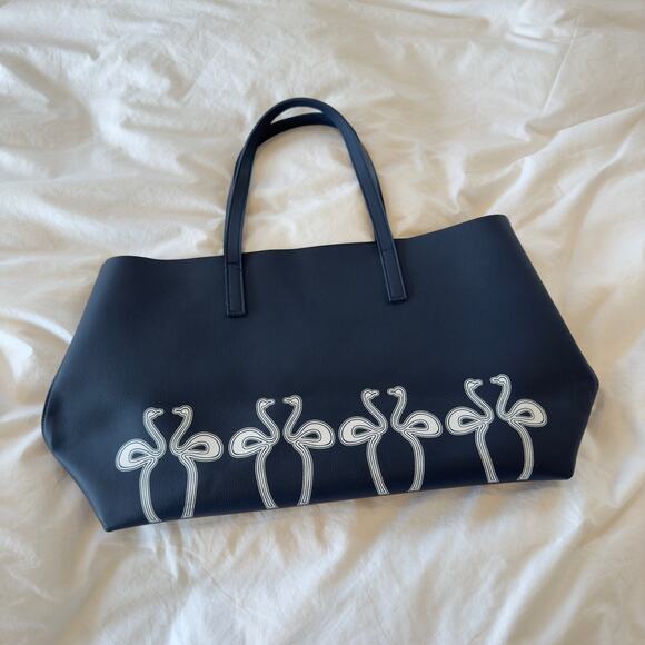 MaxMara Handbags - MAXMARA Flamingo Leather Tote Navy Blue